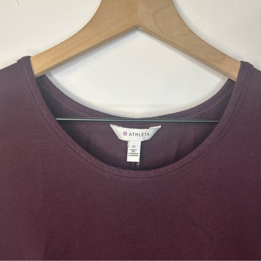 Athleta Women’s Crossover Long Sleeve Sweatshirt Dress in Burgundy, Size Medium - Picture 3 of 8